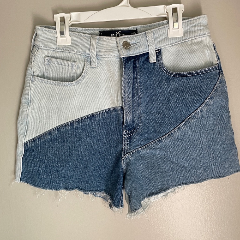 Hollister Blue Jean Shorts with Color-Block Design